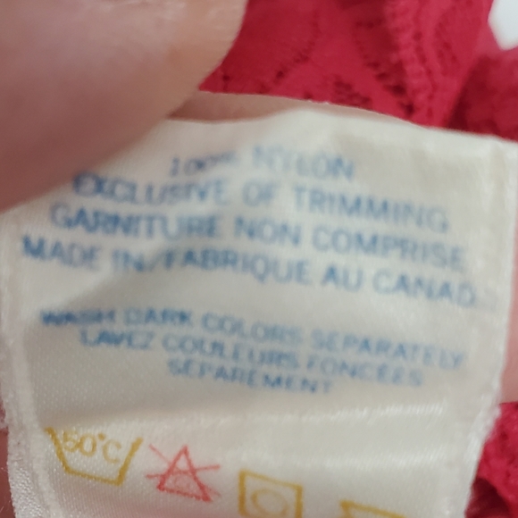 Vintage Nylon Teddy Bodysuit Romper French Maid Brand Sz 32 Red Snap Crotch - Picture 11 of 11